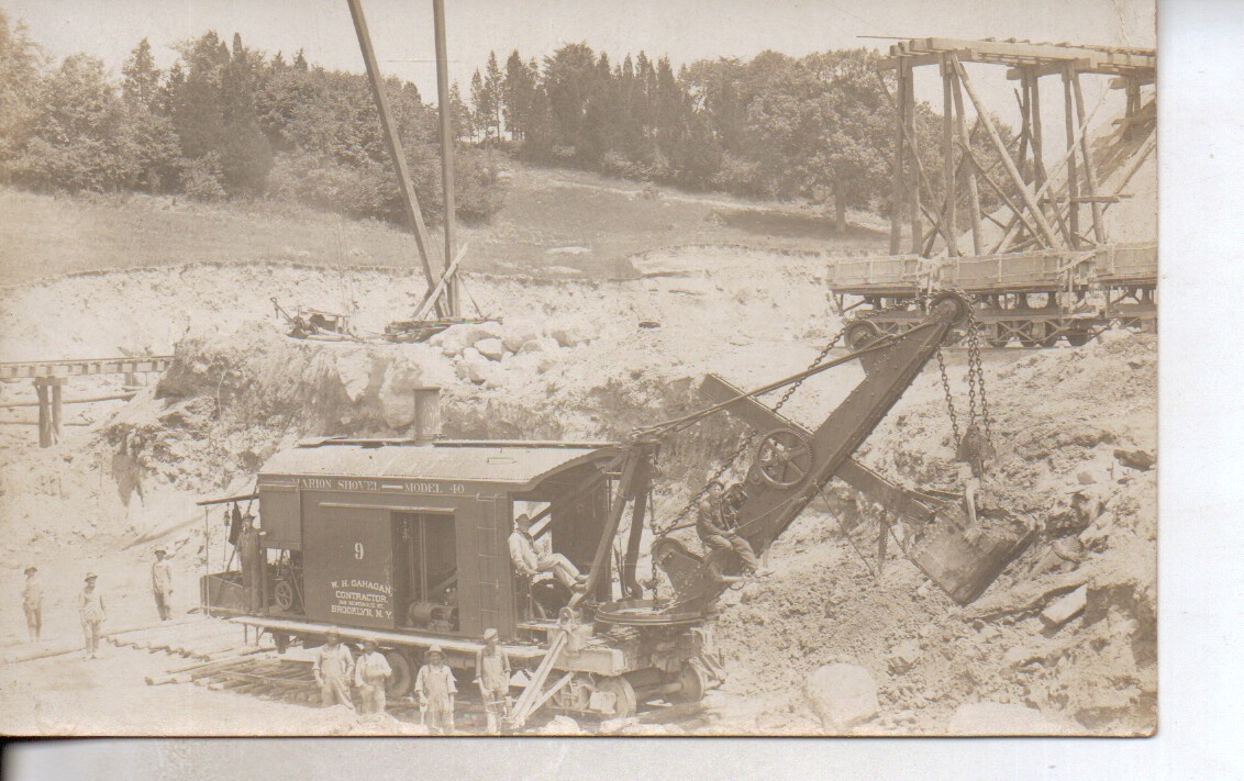 Andover vicinity - DL and W Lackawanna Cutoff - Steam shovel and skip cars - Gahagan - c 1910