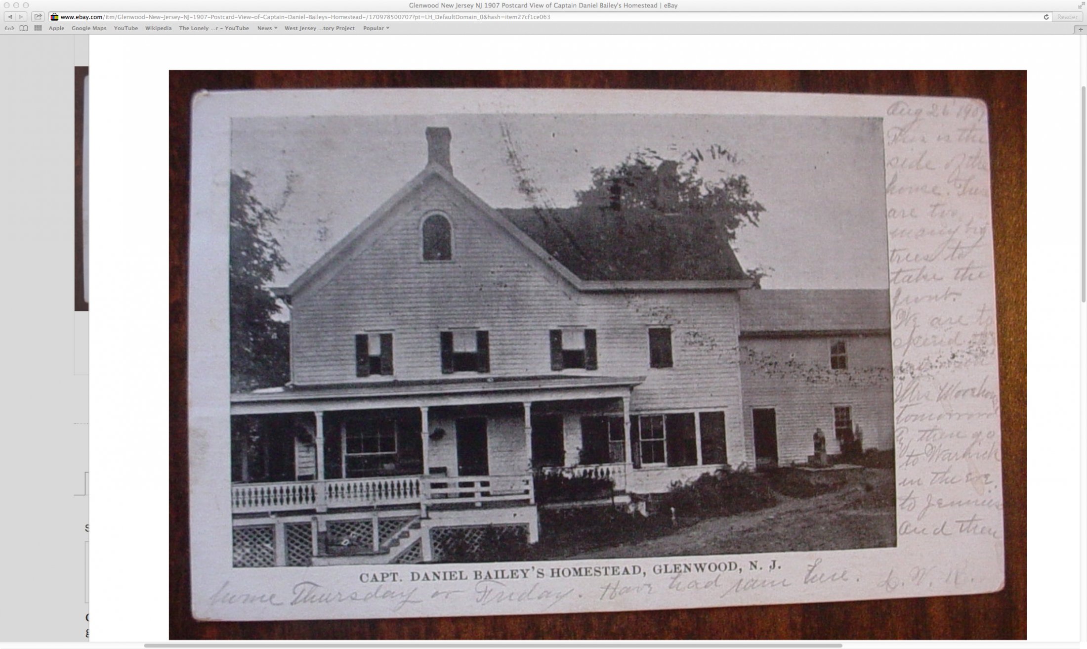 Glenwood - View of Captain Daniel Bailey's Homestead - 1907