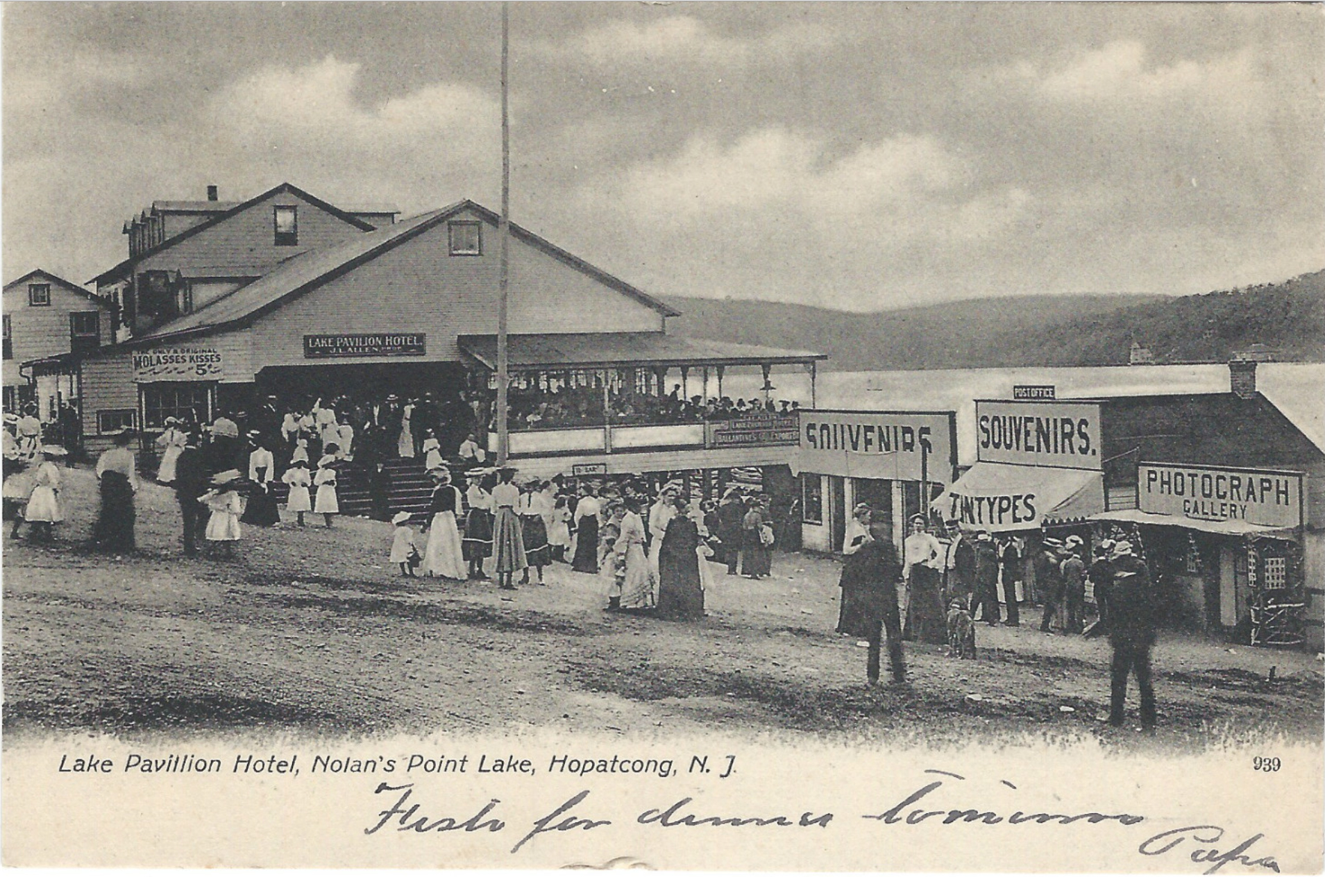 Lake Hopatcong - Lake Pavilion Hotel and post office at Nolans Point - c 1910